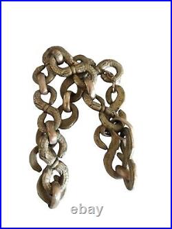 Rare Ancien Gros Collier Raz Le Cou Artisanal Serpents En Bronze Ethnique