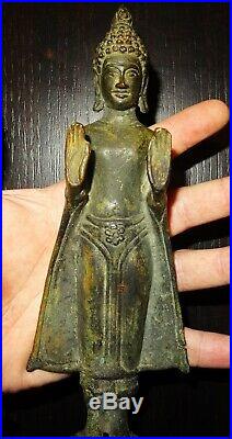 Rare Bouddha En Bronze- Thailand 19° S Ancient Bronze Buddha Statue 1800 Ad