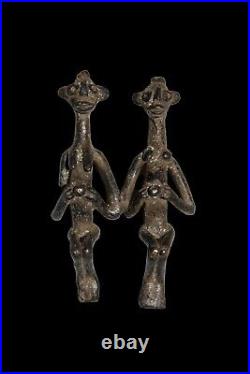 Rare Grande Amulette Pendentif Koulango couple 8,5 cm Bronze Art africain