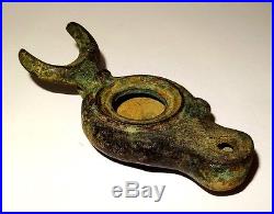 Rare Lampe A Huile Romaine En Bronze 100 Ad Ancient Roman Bronze Oil Lamp