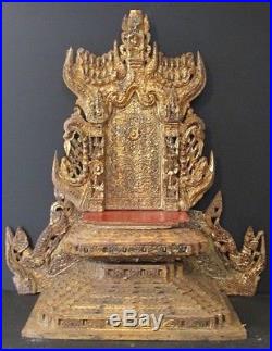 Rare Meuble Antique Présentoir à Bouddhas Bois et Or de BIRMANIE