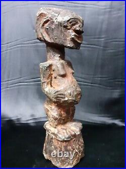 Rare Statue Songwe Couverte De Cuivre Rdc Zaïr Art Tribal Africaine Masque