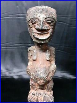 Rare Statue Songwe Couverte De Cuivre Rdc Zaïr Art Tribal Africaine Masque