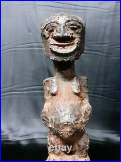 Rare Statue Songwe Couverte De Cuivre Rdc Zaïr Art Tribal Africaine Masque