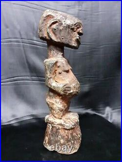 Rare Statue Songwe Couverte De Cuivre Rdc Zaïr Art Tribal Africaine Masque