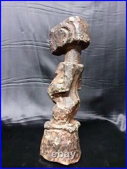 Rare Statue Songwe Couverte De Cuivre Rdc Zaïr Art Tribal Africaine Masque