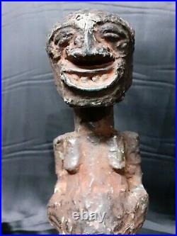 Rare Statue Songwe Couverte De Cuivre Rdc Zaïr Art Tribal Africaine Masque