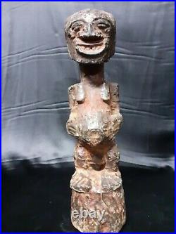 Rare Statue Songwe Couverte De Cuivre Rdc Zaïr Art Tribal Africaine Masque