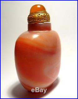 Rare Tabatiere En Agate 19°s. Dynastie Qing Rare Agate Snuff Bottle