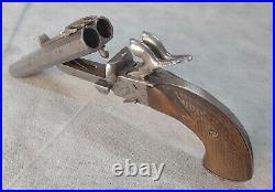 Rare ancien pistolet poudre noire magnifique 14 mm double canon juxtaposés 1840