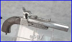 Rare ancien pistolet poudre noire magnifique 14 mm double canon juxtaposés 1840