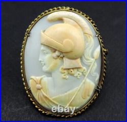 Rare broche pendentif camée coquillage profil homme antique signé TC daté 1841