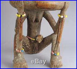 Rare siège caryatide Pinda Tshokwe Chokwe Angola caryatid stool tribal art