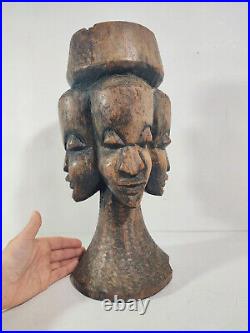 Sculpture Africaine en Bois / 1970's Afrique / Cendrier sur Pied