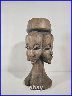 Sculpture Africaine en Bois / 1970's Afrique / Cendrier sur Pied