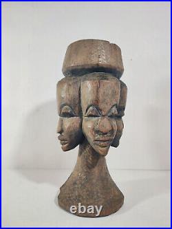 Sculpture Africaine en Bois / 1970's Afrique / Cendrier sur Pied