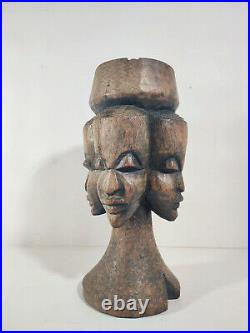 Sculpture Africaine en Bois / 1970's Afrique / Cendrier sur Pied