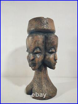 Sculpture Africaine en Bois / 1970's Afrique / Cendrier sur Pied