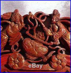 Sculpture Chinoise Divinités 19e Bois Sculpté Laqué & Doré Guanyin Dynastie Qing