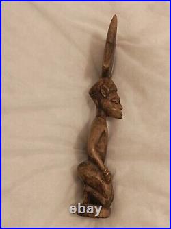 Sculpture africaine vintage en bois, 44 cm Art tribal authentique, style Sénoufo