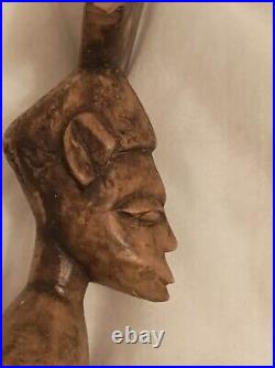 Sculpture africaine vintage en bois, 44 cm Art tribal authentique, style Sénoufo