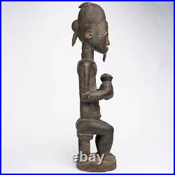 Statue Baoulé Ancienne, Blolo Bian, Art Tribal Premier Ancien Africain, Rci -d089