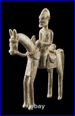 Statue Dogon en Bronze du Mali Guerrier Cavalier Cheval Art Africain 16656 K