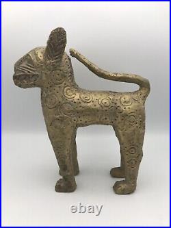 Statue PANTHÈRE, LÉOPARD En BRONZE Royaume Bénin Nigéria ART Africain 24 Cm