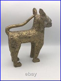 Statue PANTHÈRE, LÉOPARD En BRONZE Royaume Bénin Nigéria ART Africain 24 Cm