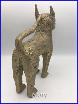 Statue PANTHÈRE, LÉOPARD En BRONZE Royaume Bénin Nigéria ART Africain 24 Cm