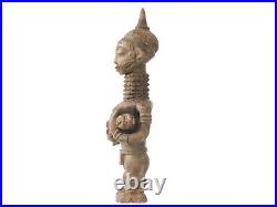 Statue africaine ancienne rare grande 60cm maternité bois Bena Lulua RDC Congo