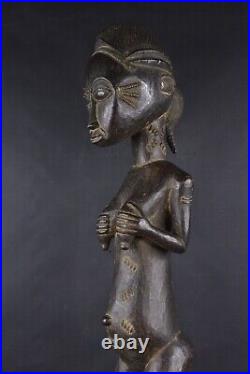 Statue africaine maternité baoulé de Côte d'Ivoire en bois CI253