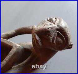 Statue ancienne bois sculpté ART PREMIER ETHNIQUE plat dieu zoomorphe Océanie