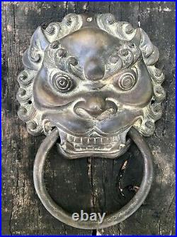 Statue de protection Antique indienne Heurtoir de porte Masque Bronze Hindouisme