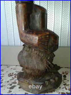 Statue-masque Songyé de la RDC de l'Afrique centrale 52cm. Art africain-africaart