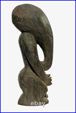 Statue papou au masque d'oiseau Rivière Sepik 1,5 kg Nouvelle-Guinée