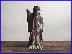 Statue polychrome de femme en costume traditionnel, Chine XVII-XVIIIème
