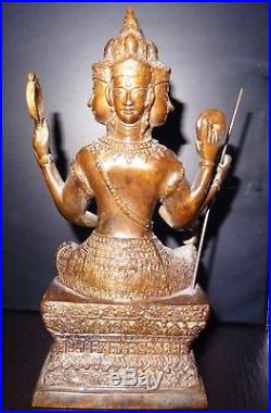 Statuette Divinite Brahma En Bronze Thailande 19° S Bronze Brahma Figure 1800 Ad