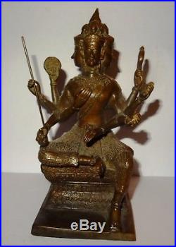 Statuette Divinite Brahma En Bronze Thailande 19° S Bronze Brahma Figure 1800 Ad