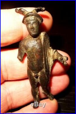Statuette Gallo-romaine En Bronze Dieu Mercure Gallo-roman Figure God Mercury