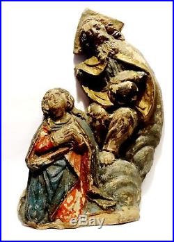 Statuette Haute Epoque Couronnement De La Vierge 1600 Ad Virgin Coronation