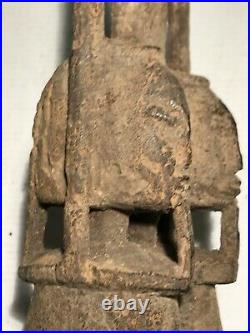 Statuette ancienne Dogon du Mali couple premier bras levés patine croûteuse