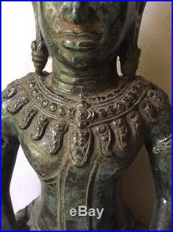 Statuette grand Bouddha Buddha Khmer Angkor style en bronze 44 cm Cambodge