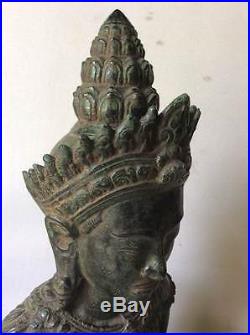 Statuette grand Bouddha Buddha Khmer Angkor style en bronze 44 cm Cambodge