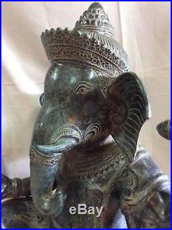 Statuette grand GANESH ELEPHANT Khmer Angkor bronze 46 cm 17 kg Cambodge
