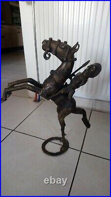 Statut africaine en Bronze cheval avec cavalier