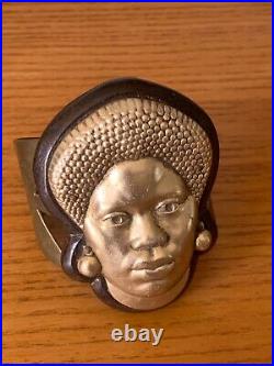 Superbe bracelet art déco art colonial ethnique Afrique portrait de femme