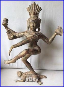 Superbe statuette Dieu Shiva Nataraja cosmique Dance bronze Khmer 38 cm Cambodge