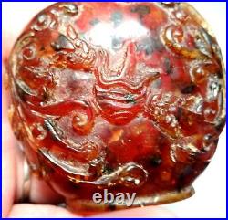 Tabatiere Chinoise En Ambre- Qing 18°/19°s. Ancient Carved Amber Snuff Bottle