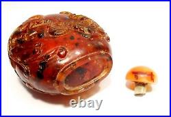Tabatiere Chinoise En Ambre- Qing 18°/19°s. Ancient Carved Amber Snuff Bottle